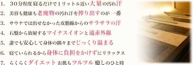 ヴィサージュ「岩盤浴」7つのポイント